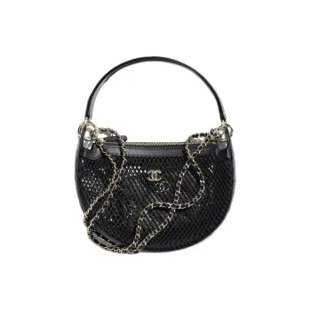 CHANEL Fishnet & Bright Lambskin & Gold Metal Handbag Shoulder Bag Crossbody Bag Women's Noir Black