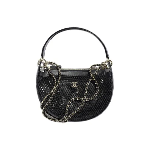 CHANEL Fishnet & Bright Lambskin & Gold Metal Handbag Shoulder Bag Crossbody Bag Women's Noir Black
