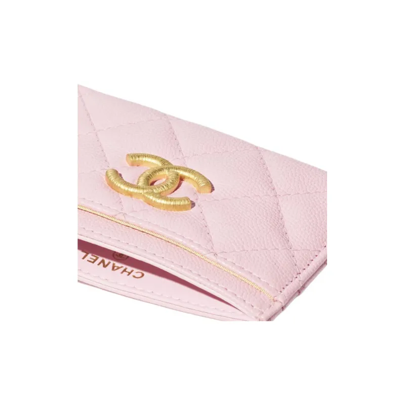 CHANEL Cow Leather Card Holder Women's Light Pink-2