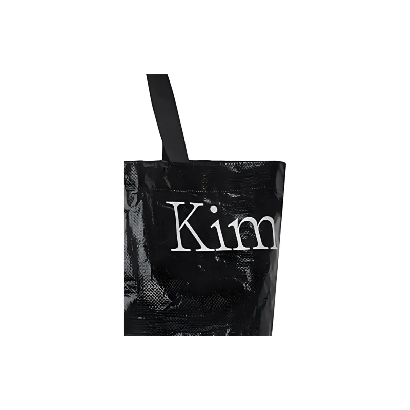 MATIN KIM Waterproof Oilcloth Tote Bag Shopping Bag Handbag Shoulder Bags Regular Unisex Black-4