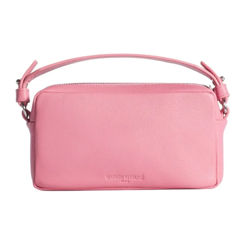 Maison Kitsune Cow Leather One Shoulder Handbag Women's Strawberry-3