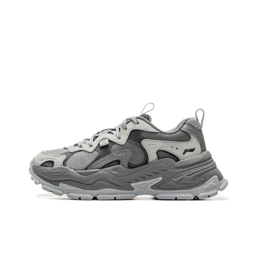 DISHINIWANJUZONGDONGYUAN x LiNing Starlight Anti Slip Wear Resistant Low Top Chunky Sneakers Women's Gray