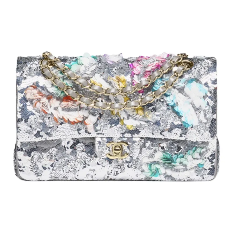 CHANEL Sequins Shoulder Bag Women's Silver & Multicolor-1