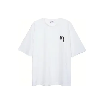 HERMES Logo Printed Crew Neck Straight Fit Short Sleeved T Shirt T Shirt Men's White