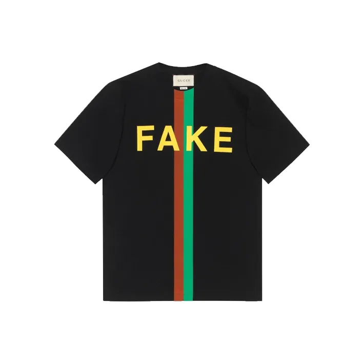 GUCCI Fake/Not Print Organic cotton T shirt-0