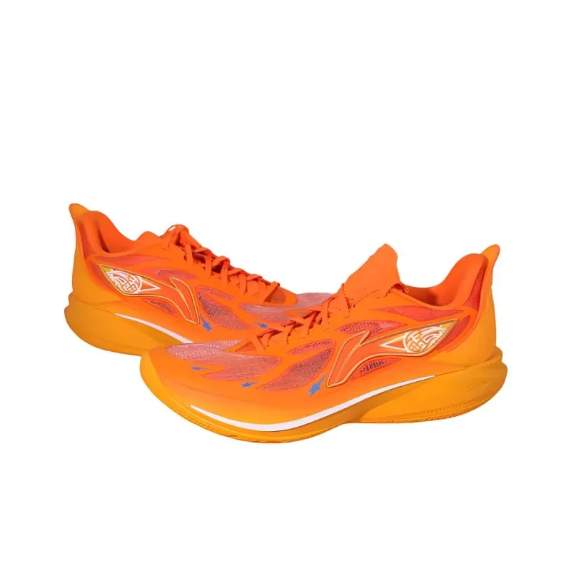 LiNing SONIC 12 PE Version Cushioning Wear Resistant Low Top Basketball Shoes Men's Orange-2