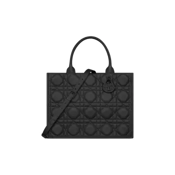 DIOR BookTote Calfskin Tote Bag Shopping Bag Shoulder Bag Crossbody Bag Handbag Medium Size Women's Black