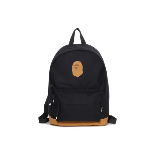 A BATHING APE Blended Material Backpack Regular Unisex Black/Dark Blue/Beige Yellow