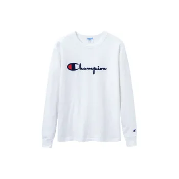 Champion Straight Long Sleeved T Shirt US Version Unisex White
