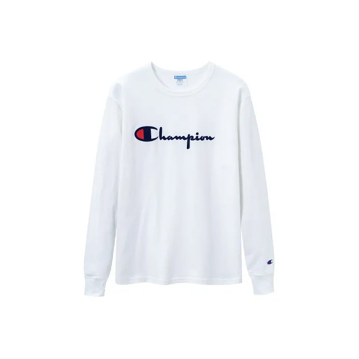 Champion Straight Long Sleeved T Shirt US Version Unisex White-0