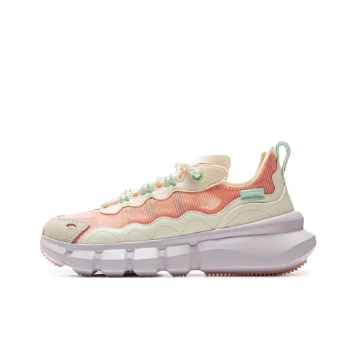 LiNing Anti Slip Wear Resistant Low Top Basketball Shoes Women's Beige Orange