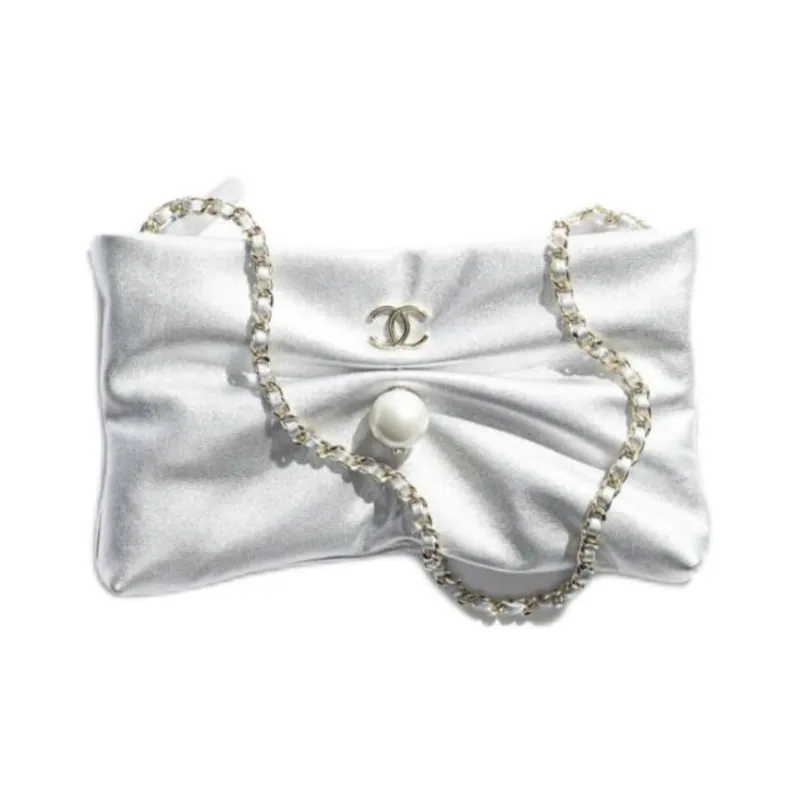 CHANEL Lambskin Clutches Shoulder Bags Women's Silver-0