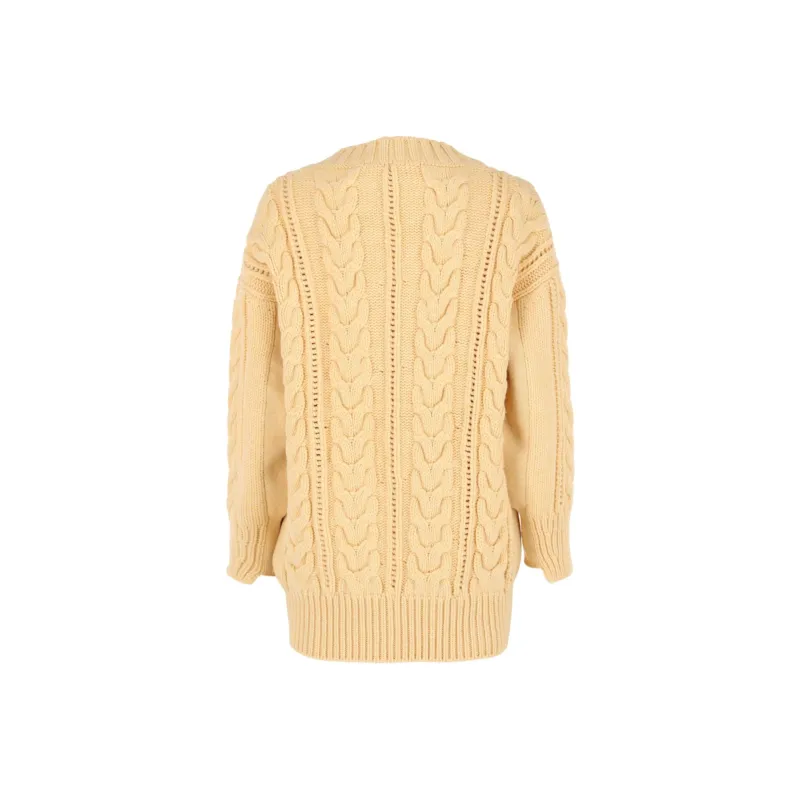 Alexander McQueen Cable Knit Oversized Cardigan Pale Yellow-1