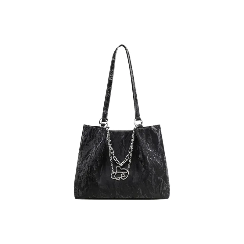 COMELY Synthetic Leather Tote Bag Shopping Bag Shoulder Bags Women's Black-1