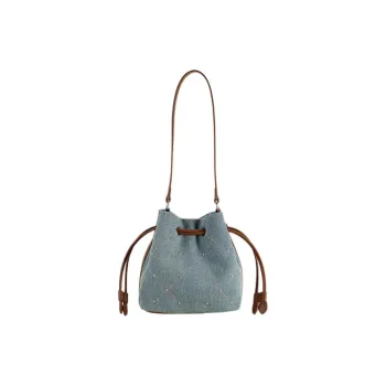 AJIDOU Fabric Shoulder Bag Large Size Women's Light Blue