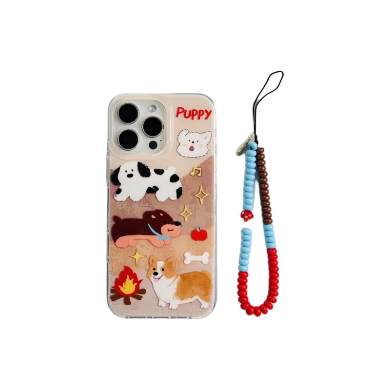 Sopi Acrylic Material Fireplace Puppy Bracelet Phone Cases Compatible With IPhone 16/15 Pro Max/Apple 13/14 Pro/Max-1