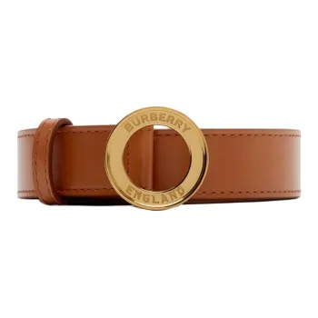 Burberry Calfskin Gold Plated Brass Leather Belts Women's Brown 2.5CM
