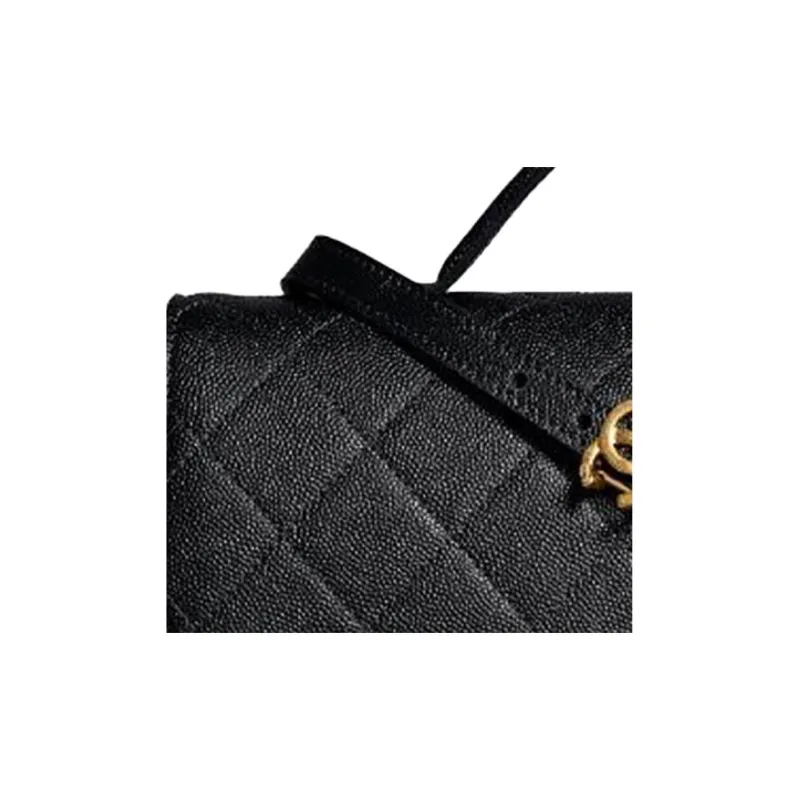 CHANEL Caviar Cow Leather Flap Bag, Tofu Bag, Handbag, Shoulder Bag, Crossbody Bag Women's Black-4