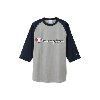 Champion Straight Elbow-Length Sleeved T-Shirt Unisex Gray