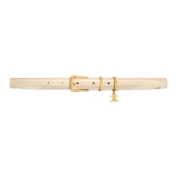 CELINE Snake Leather Cow Leather Belts Women's White Width 1.8cm