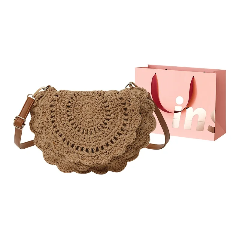 WHEELY BABY+ Woven Saddle Bag Crossbody Shoulder Bag Regular Women's Ecru Khaki-5
