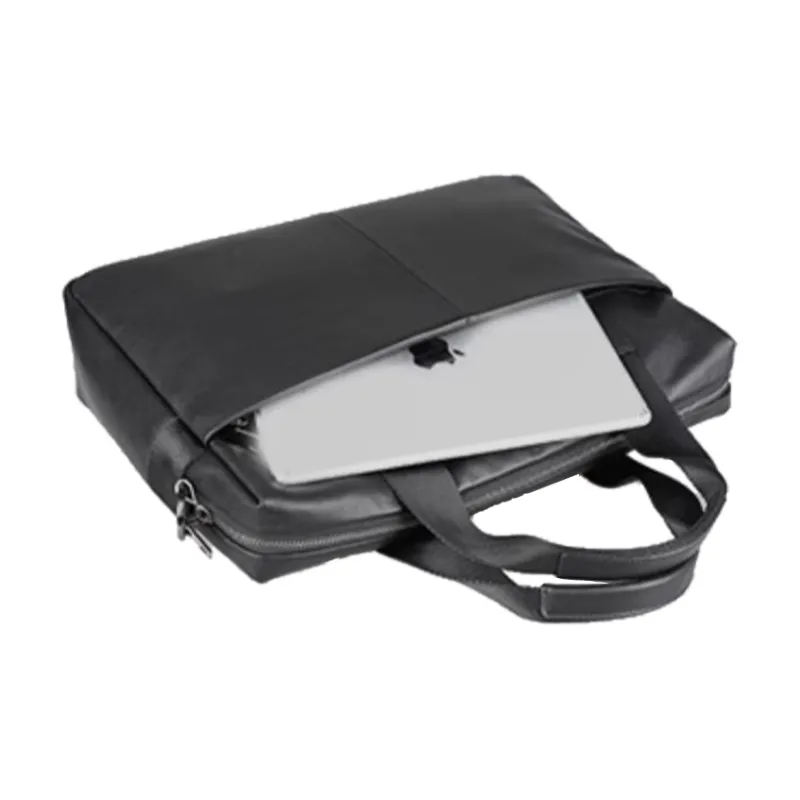 DOSRFINI Top Grain Cow Leather Portable Crossbody Briefcase Regular Men's Black-2