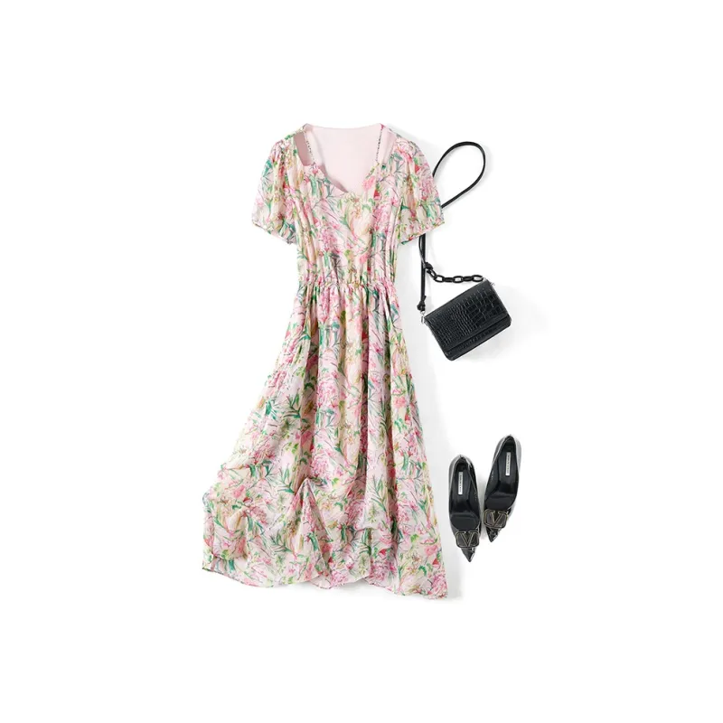 TOUCH Short Sleeved Dress Women's Pink Floral-2