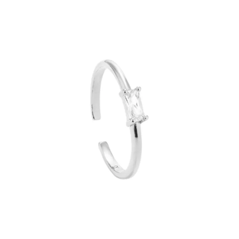 Radiant Stainless Steel, Zircon Rings Women's Silver-0