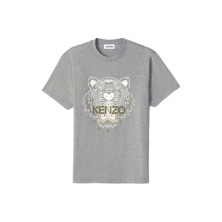 KENZO Classic Tiger Head T Shirts Men Gray-0