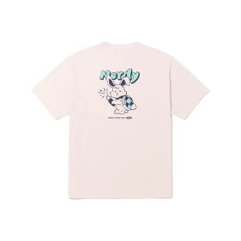 NERDY Drop Shoulder Sleeve T Shirt Unisex Light Pink