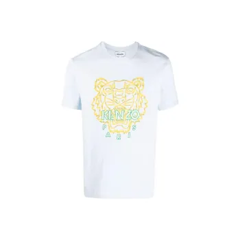KENZO Classic Tiger Head T Shirts Men Light Blue