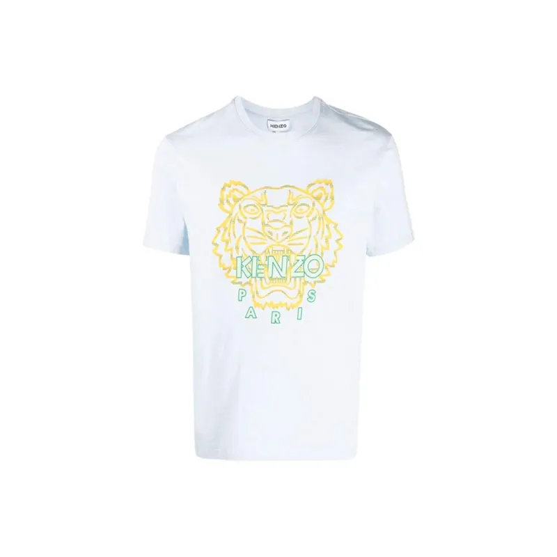 KENZO Classic Tiger Head T Shirts Men Light Blue-0