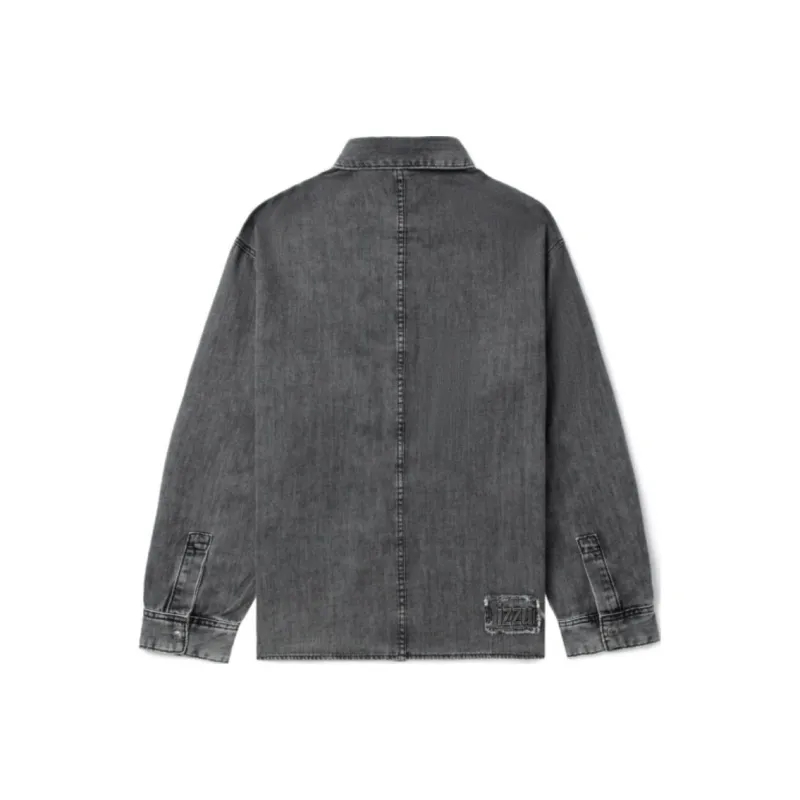 Izzue Slogan embossed Denim Shirt-1