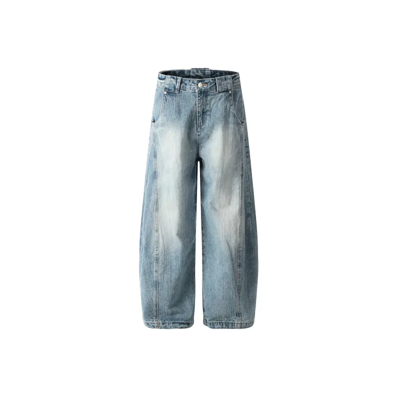 TESTUNG Classic Fashion Jeans Unisex Blue Vintage Tone-8