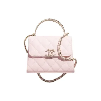 CHANEL Bright Calfskin Handbag Women's Light Pink