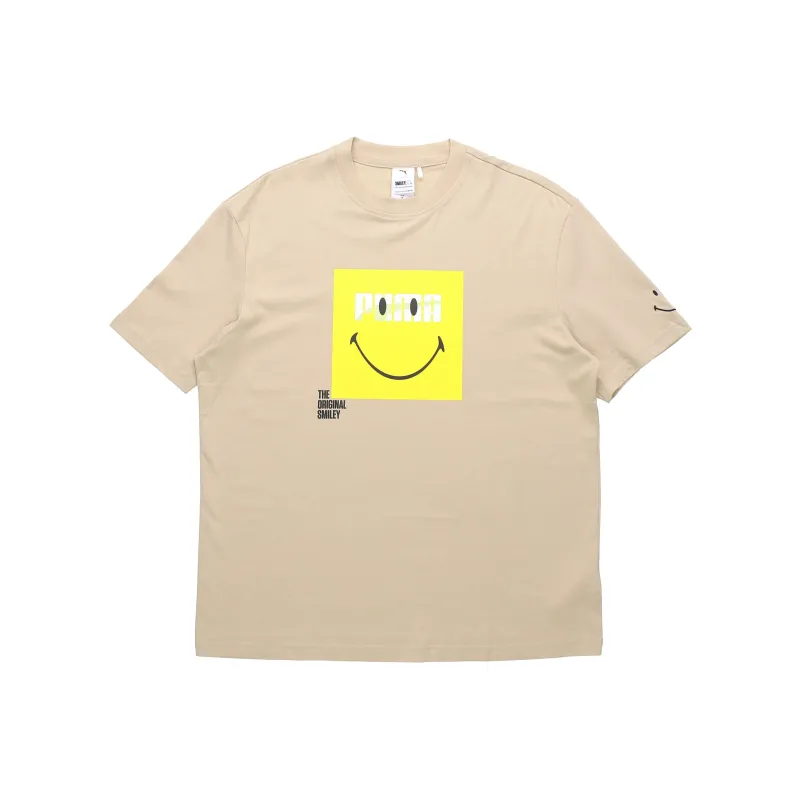PUMA x Smiley Drop Shoulder Sleeve T Shirt Unisex Khaki-0