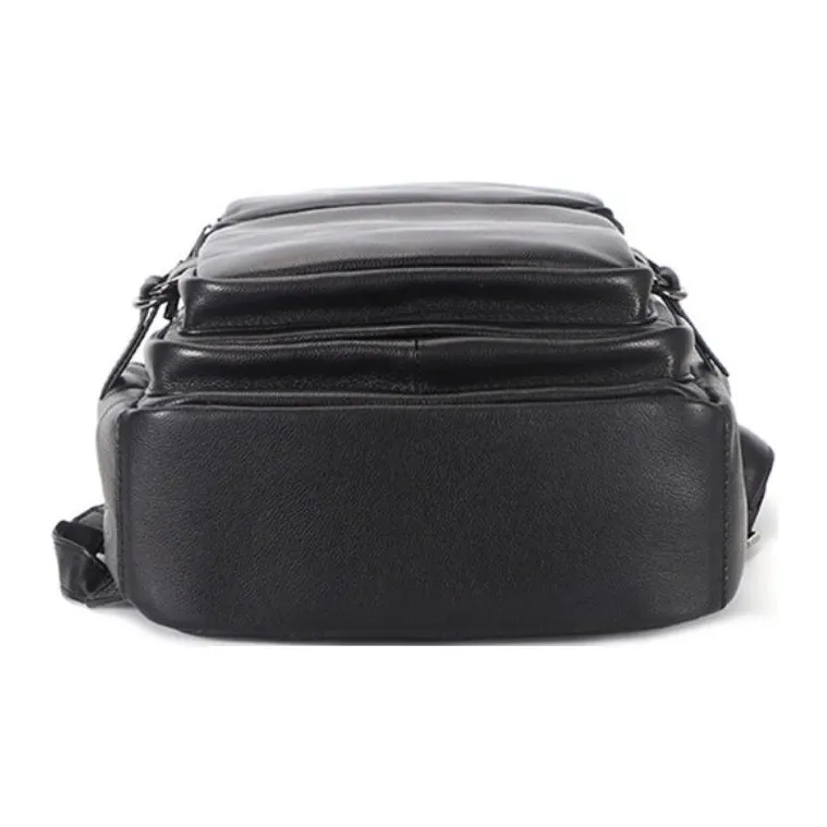 LARTIGENT Cow Leather Backpack Men's Black-4