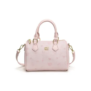 HCXK PU Boston Bag Shoulder Bag Crossbody Bag Handbags Women's Pink/Ecru/Coffee