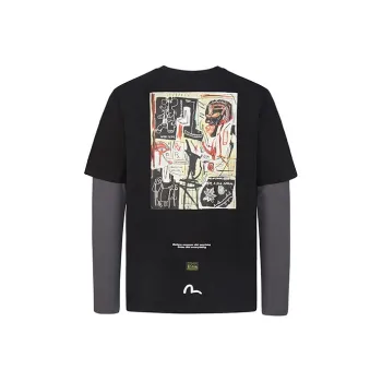 EVISU Straight Long Sleeved T Shirt Men's Black