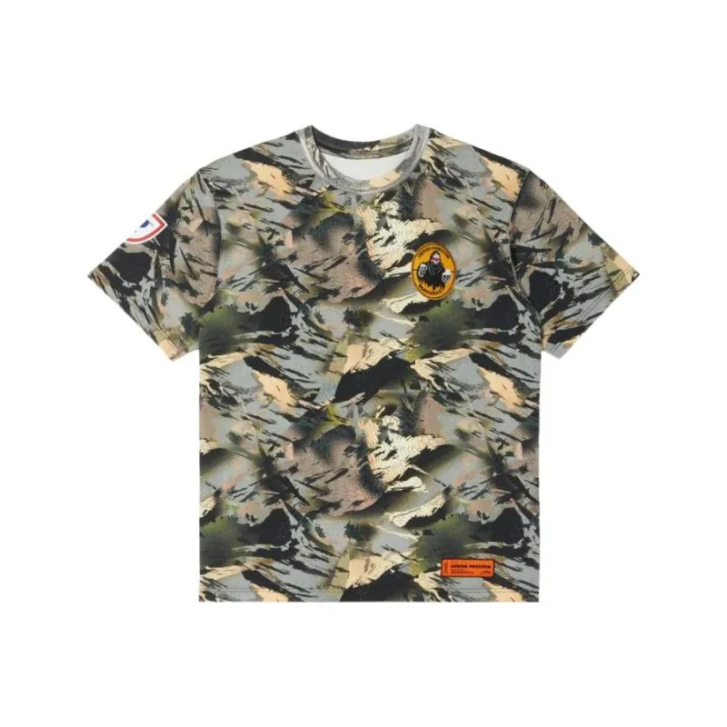 HERON PRESTON Camouflage print Cotton T shirt-0