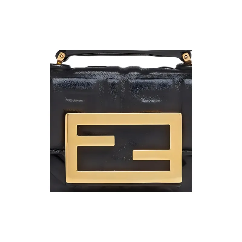 FENDI Baguette Sheepskin Shoulder Bag, Crossbody Bag, Handbag Extra Mini Women's Black-4