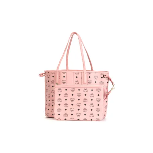 MCM Liz Visetos Leather Tote Bag Shopping Bag Shoulder Bag Handbag Medium Size Women's Peachy Pink