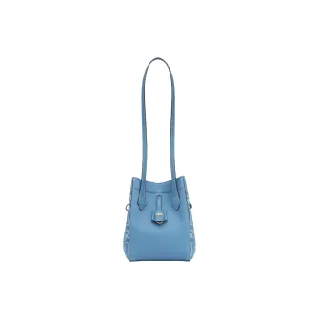 FENDI Origami Cow Leather Bucket Bags Shoulder Bags Mini Women's Blue