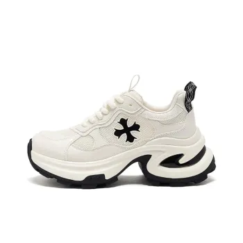 AGSDON Lightweight Low Top Chunky Sneakers Women's Beige Black