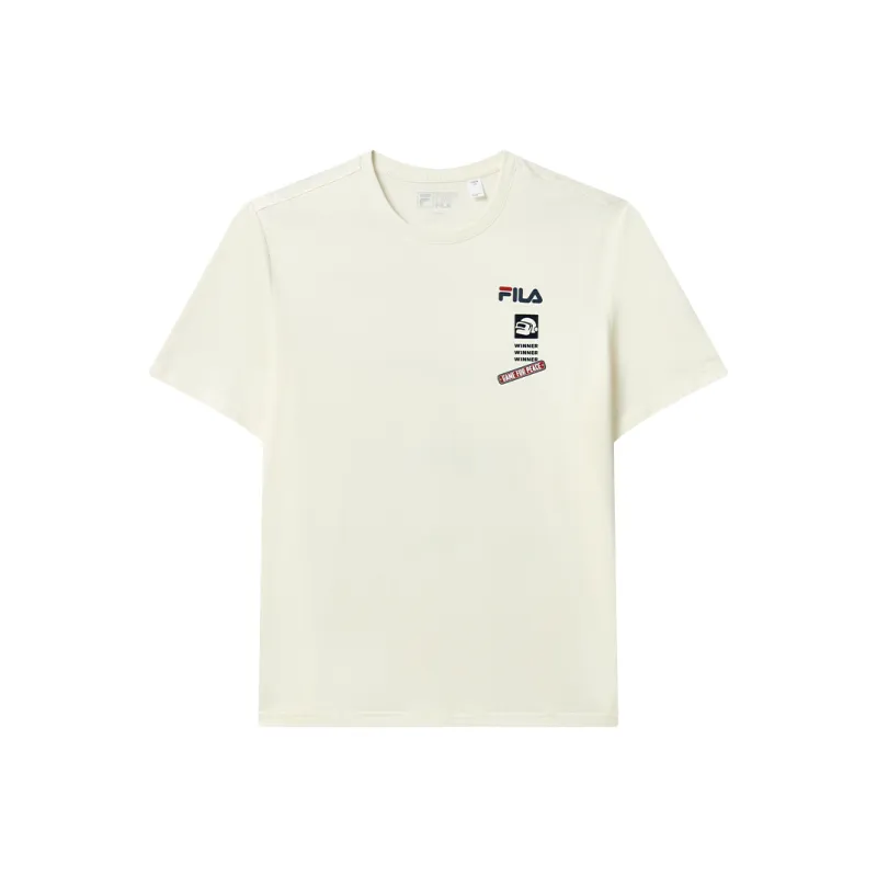 FILA Game For Peace T-Shirts Unisex Light Beige White-0
