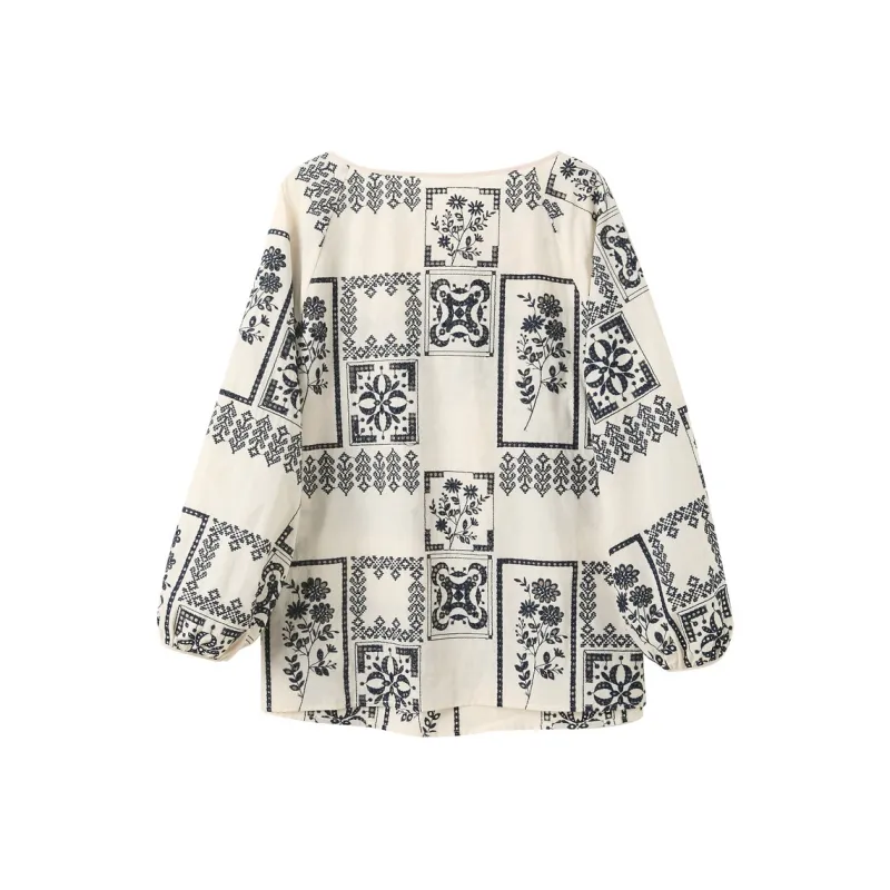 3COLOUR Chiffon Shirt Women's Ecru Floral-1