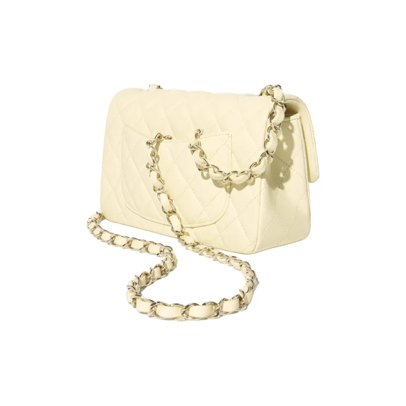 CHANEL Sheepskin Shoulder Bag Mini Women's Light Yellow-2