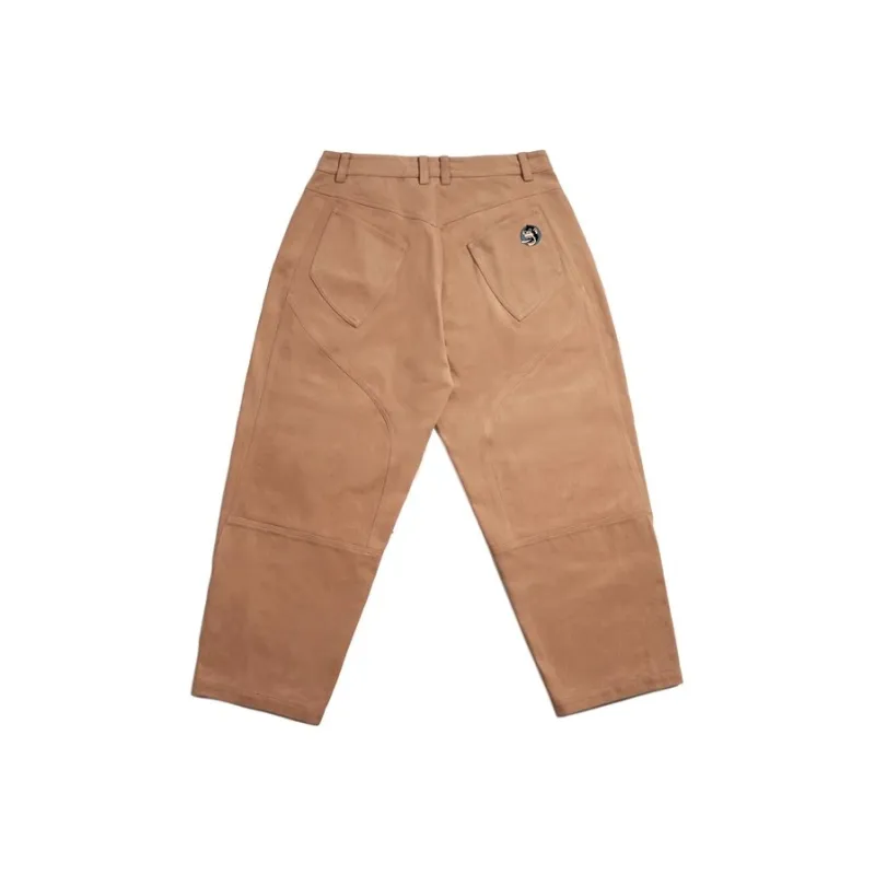 WOOKONG Autumn And Winter Season Cargo Pants Unisex Brown Yellow Double Dragon Embroidery Loose Fit-1