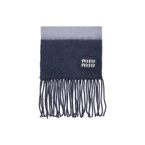 MIU MIU Mohair Knit Scarves Women's Marine Blue