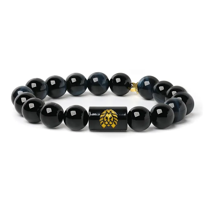 Rastaclat Tiger's Eye Stone Small Lion Chinese Style Beaded Bracelet Unisex-0